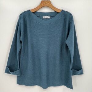 Carve Designs Boatneck Wool Blend Sweater in Slate Blue Size L